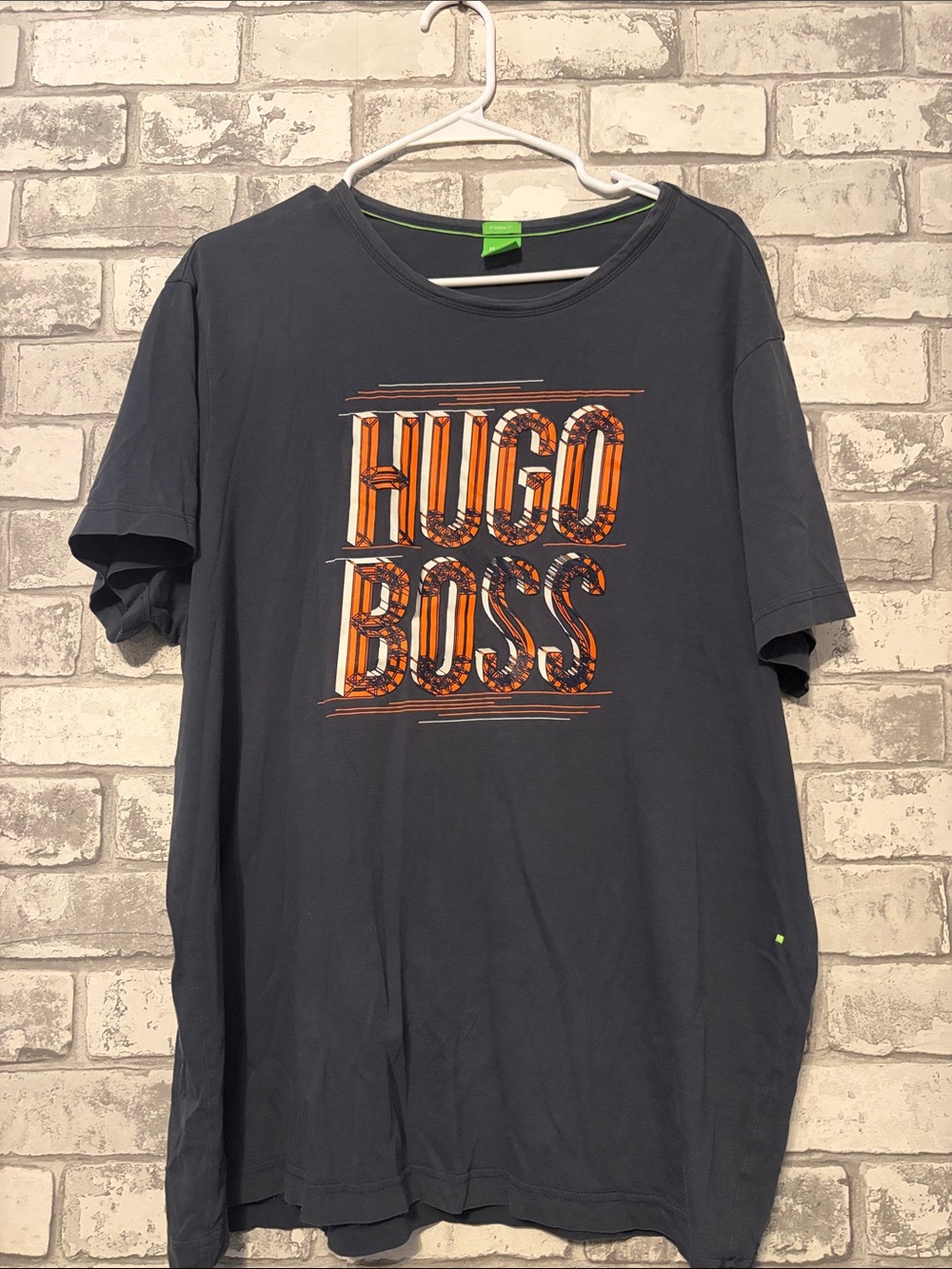 Hugo Boss Charcoal Short-Sleeve Tee Modern Fit with Orange Graphic Logo